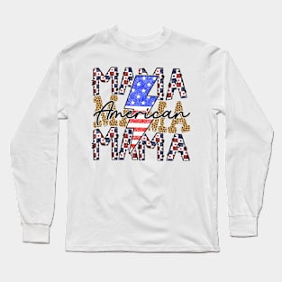 American Mama, Glitter 4th of July, Retro America, Patriotic Long Sleeve T-Shirt